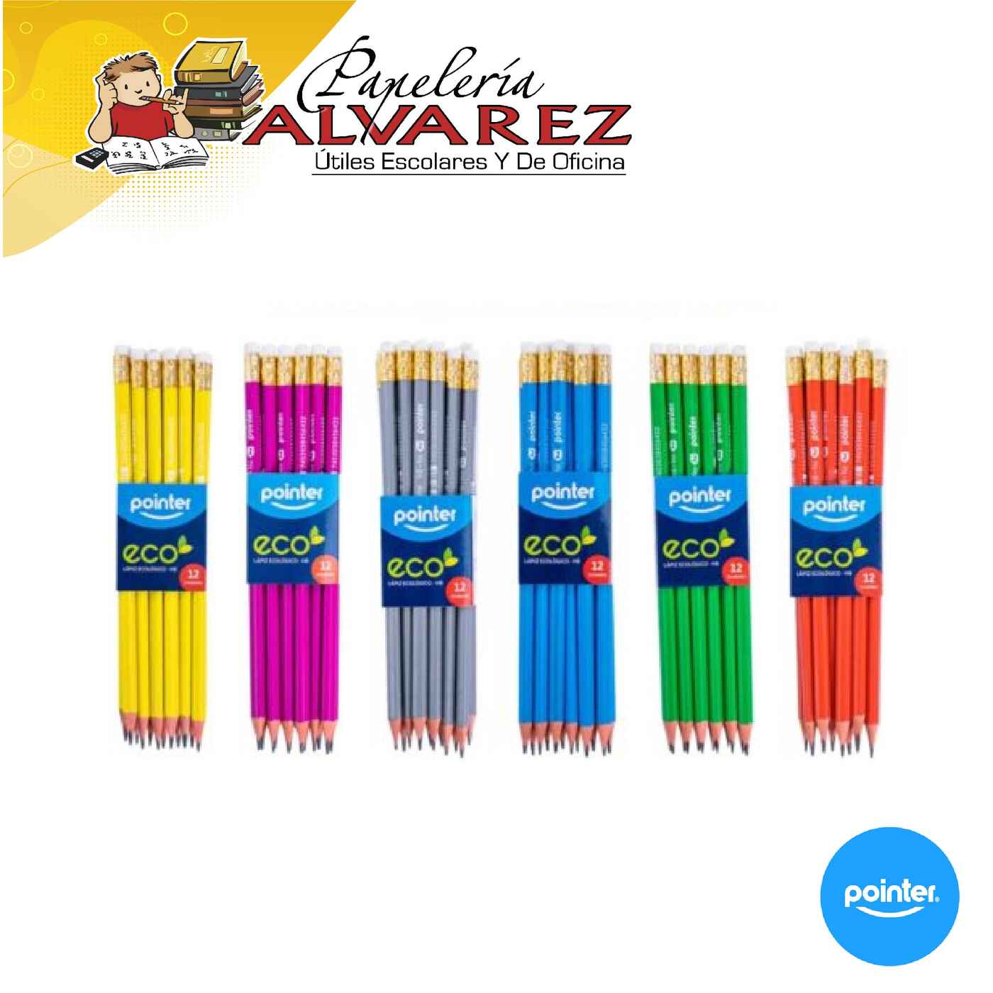 Imagen de LAPIZ POINTER HB COLORES SOLIDOS ECOLOGICO