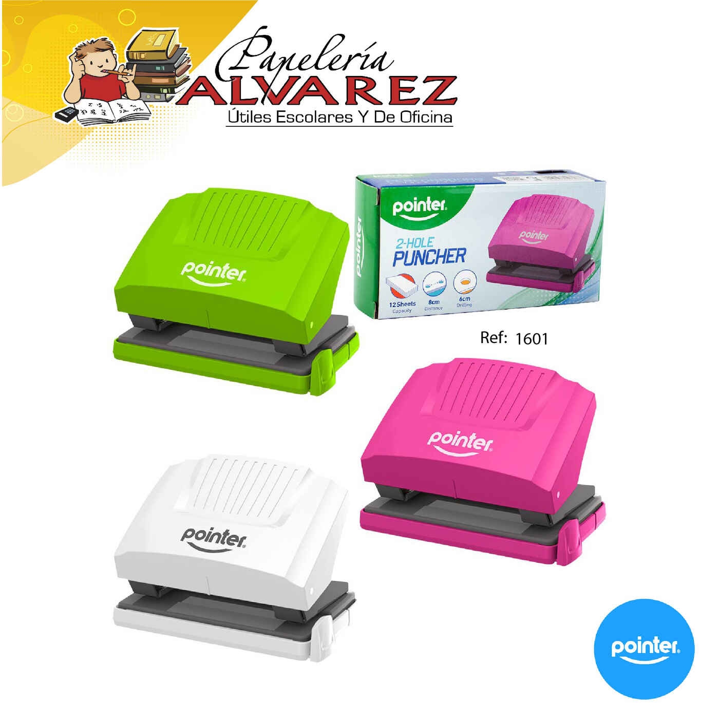 Imagen de PERFORADORA POINTER 2 HUECOS PU-1601