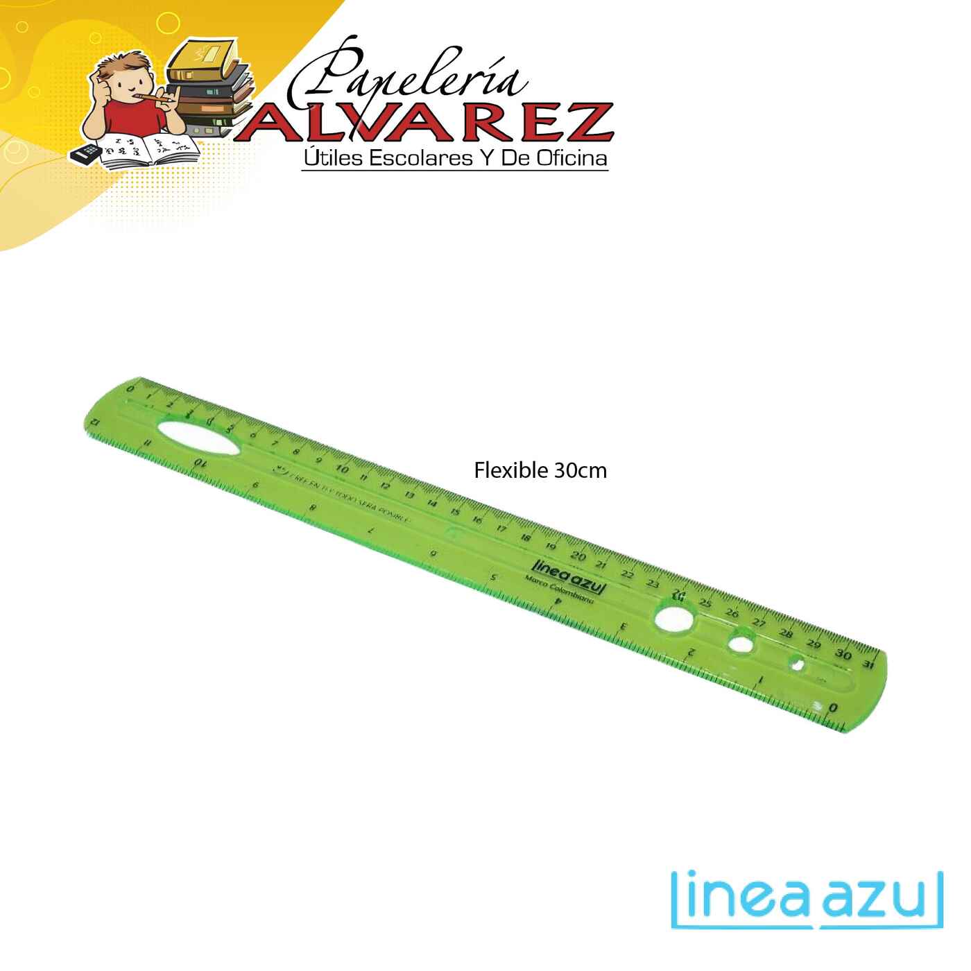 Imagen de REGLA LINEA AZUL 31 CMS TROQUEL